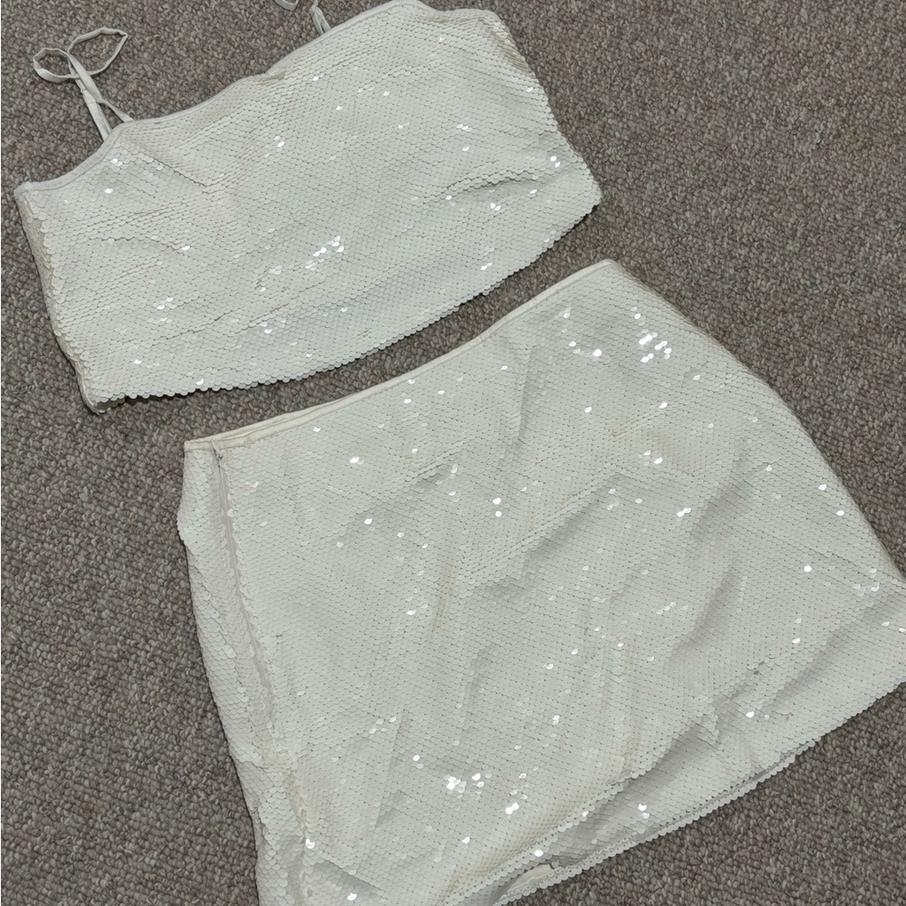 ABERCROMBIE & FITCH Sequin Crop Top and Skirt Set